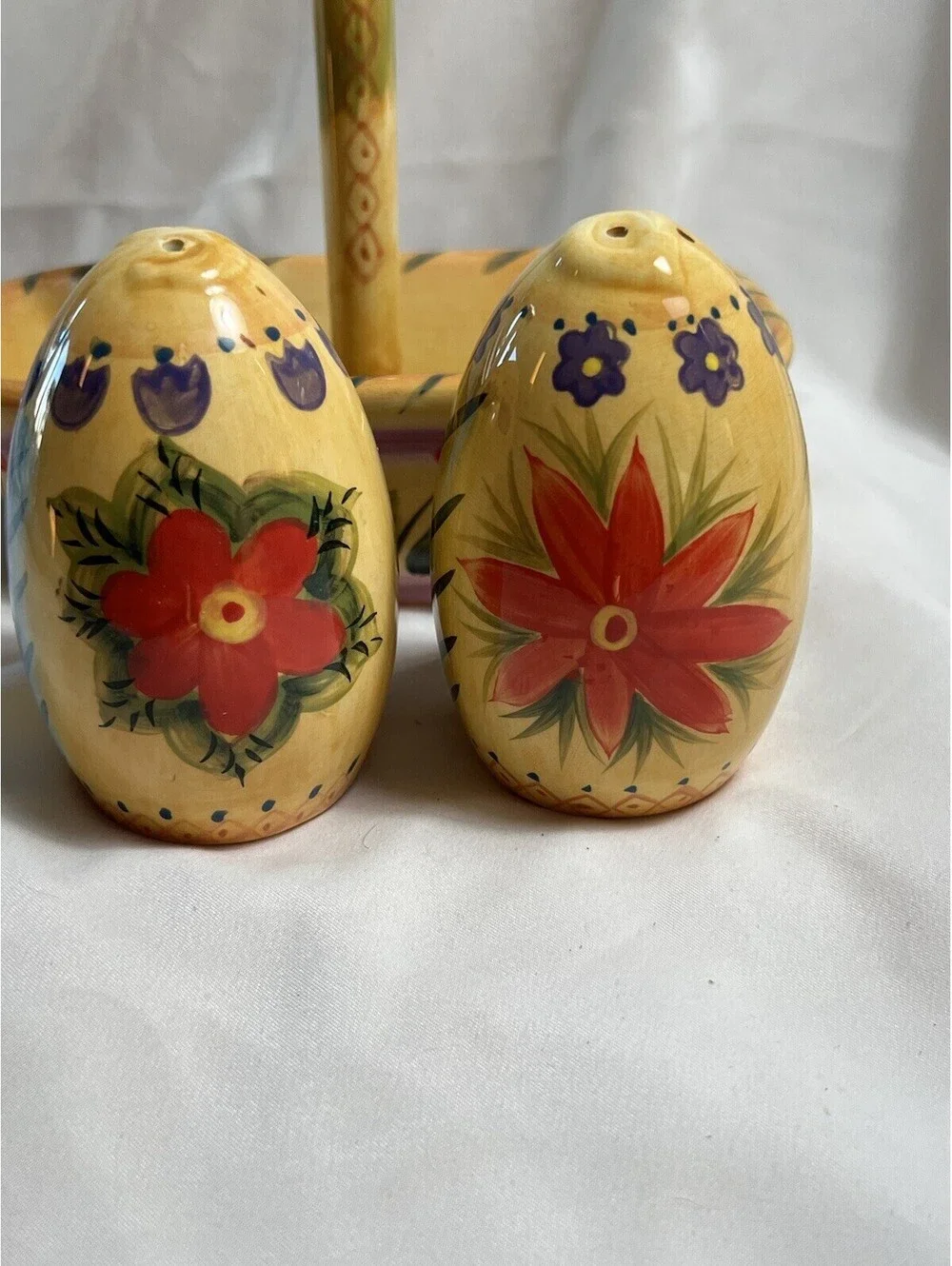 Vintage Dario Farrucci Egg Basket Salt And Pepper Set Hand Painted